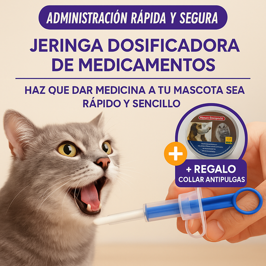 JERINGA DOSIFICADORA PARA MASCOTAS + COLLAR ANTI PULGAS GRATIS  ✨
